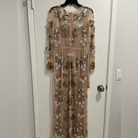 TOPSHOP Embellished Illusion Beige Tan Gown - Picture 5 of 14